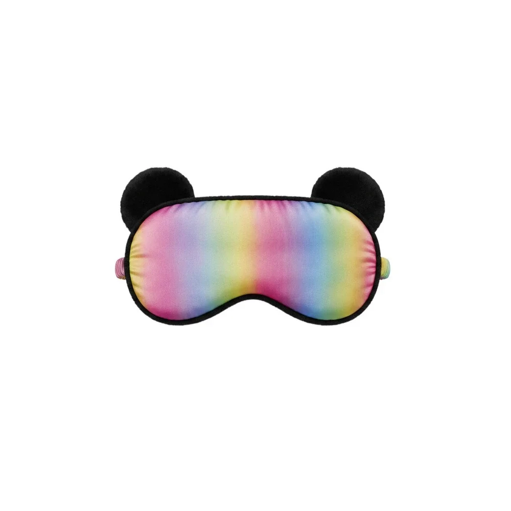 Claire's Sleep Mask Girls O/S White Black New Panda Faux Fur Rainbow Bow Plush